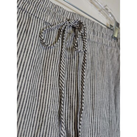J. Crew Navy Striped Linen-Cotton Blend Drawstring Pants Size 12 Summer Vacation - Picture 8 of 8